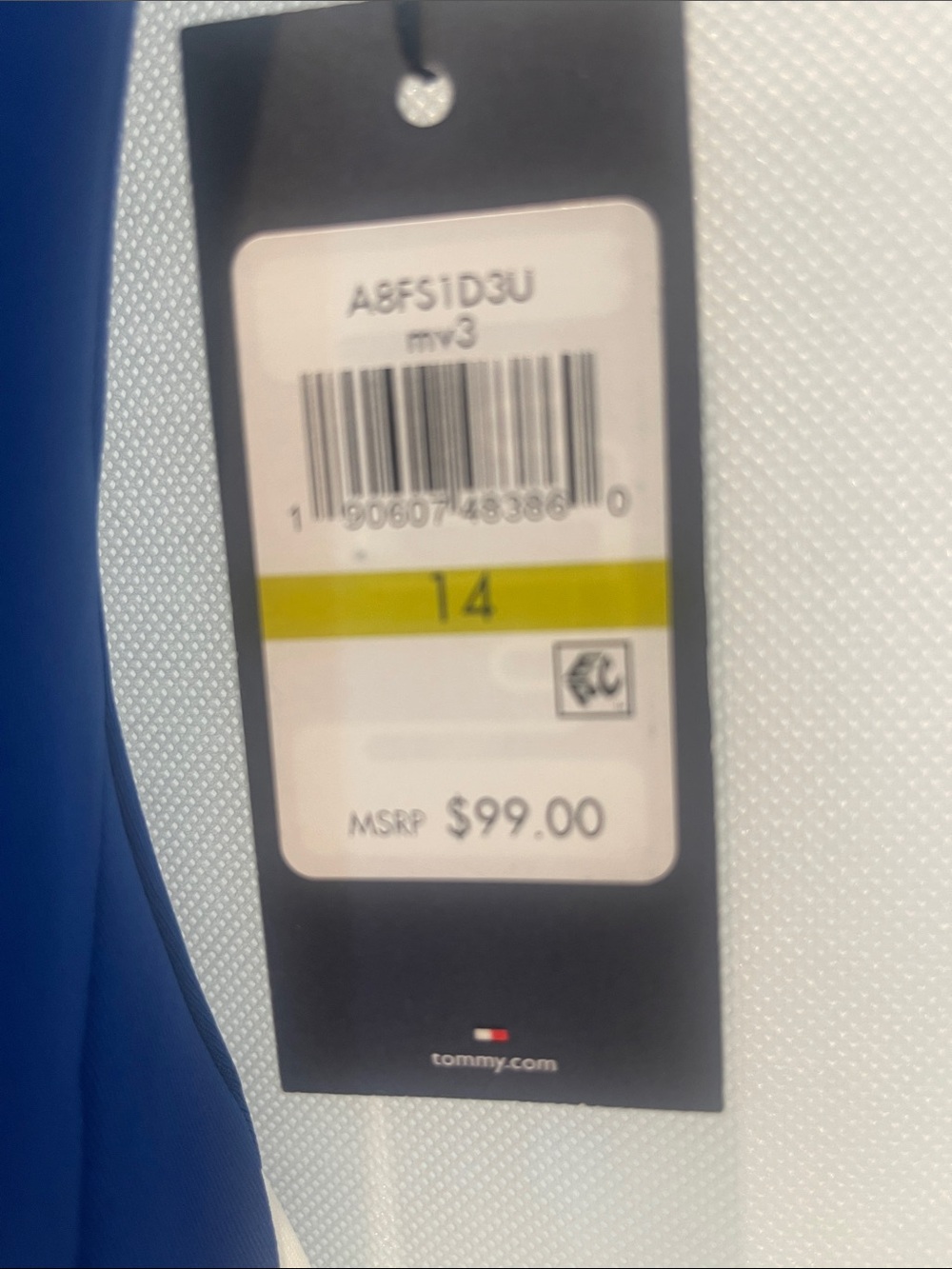 Tommy Hilfiger Blue and White Sleeveless Sheath Dress with Side Button Detail - Picture 9 of 10